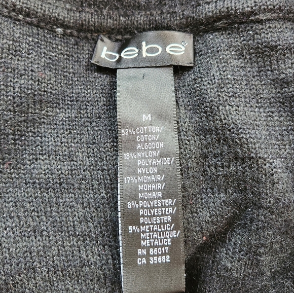 Bebe 2010s Sequin Sparkle Knit Cardigan Sweater Mohair Blend Mcbling Size M - Picture 4 of 5